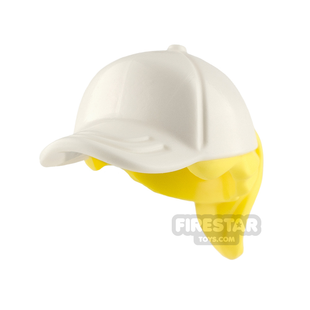 LEGO White Minifig Headgear Helmet Construction Ponytail Hair 1 Part Piece 16178